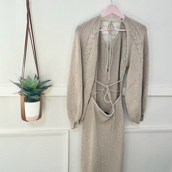 Joslin Studio Aurora Knit Long Sleeve Maxi Dress Flax Size M - Picture 6 of 9